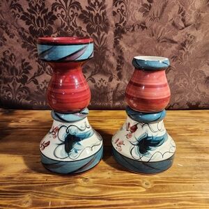 Elegant Floral Ceramic Candle Holders